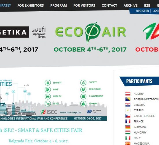 Smart Urban Technologies International Fair and Conference, 4-6th Oct. 2017, Belgrade, Serbia
